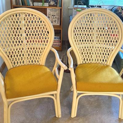Pair of rattan balloon back chairs