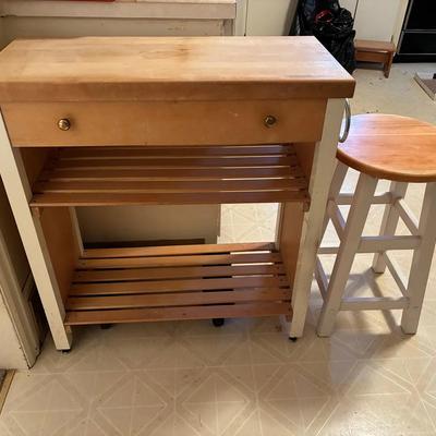 Butcher block cart and stool