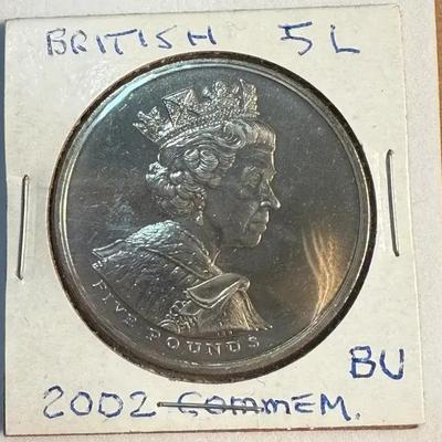 British 5 commemorative coin