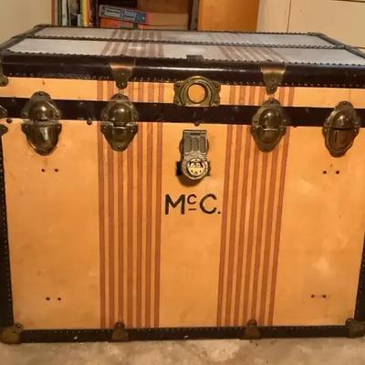 Vintage oshkosh chief" steamer trunk