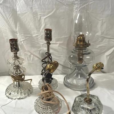 Queen anne oil lamp and clear glass lamps and sconces