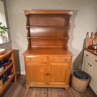 Mid century nutmeg maple china hutch