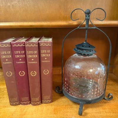 4vol set “the life of abraham lincoln” ida m. tarbel,& glass lantern