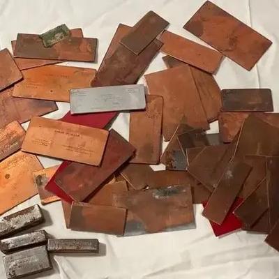 Copper business card plates and dies