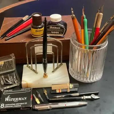 Writing supplies dip pens fountain, ink, nibs & such