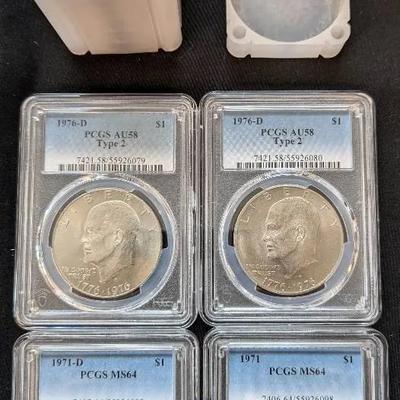 4 PCGS Graded Eisenhower Dollars & Roll of 20 Ike Dollars
