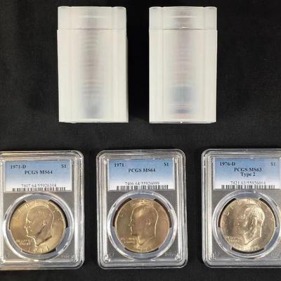 3 PCGS Graded Eisenhower Dollars and 40 Eisenhower Dollars