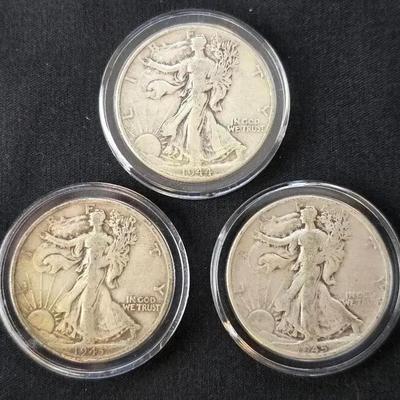 3 Walking Liberty Silver Halves