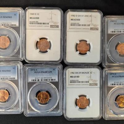 8 Graded Lincoln cents NGC and PCGS