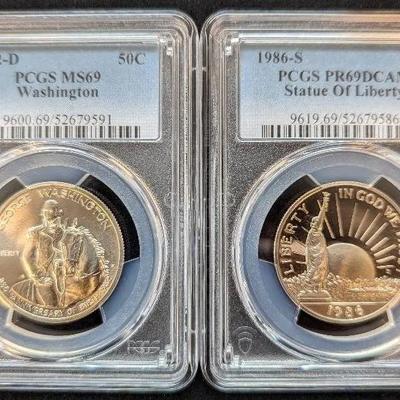 1982 Silver Commemorative 50 Cent Coin & 1986 Liberty Commemorative 50 Cent Coin