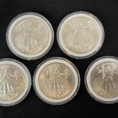 5 Standing Liberty Coins Replica 1oz. Gold Coins