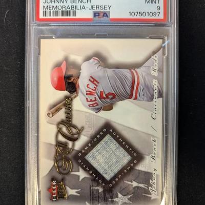 2001 Fleer Ultra Johnny Bench Game-Worn Jersey Card – PSA Graded