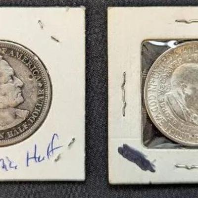 1893 Columbia Silver Half & 1953 Carver Commonwealth Silver Half Coins
