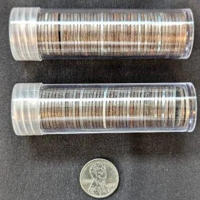 Two Rolls Of 100 Steel Wheat Cents