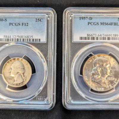PCGS Graded Silver Washington Quarter & Silver Franklin Half