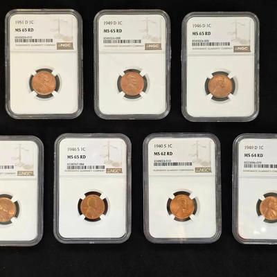 7 NGC Graded Wheat Cents