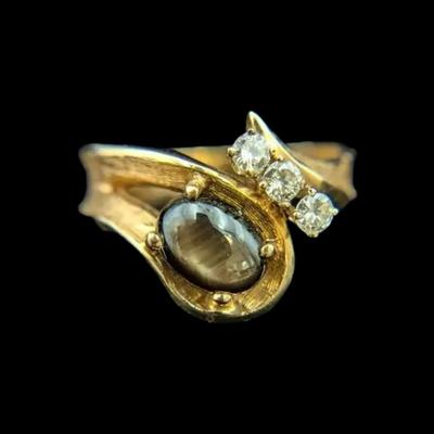 14K Yellow Gold Sapphire & Diamond Ring, NAGL #1226074