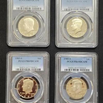 1983-S, 1986 PR-69 DCAM Kennedy Halves PCGS 