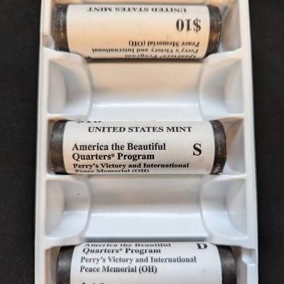 Three $10 US mint Uncirculated Rolls "Perry's Victory"