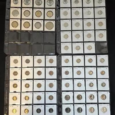 4 Sheets of Proof Nickels, Dimes, Quarters, Halves and Dollars