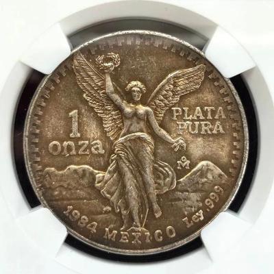 1984 Mexico 1 Onza, 1oz .999 Silver, NGC Graded