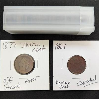 2 Indian Head Cents Plus Roll of 50