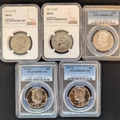5 High Grade Kennedy Halves