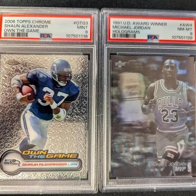 Michael Jordan Holographic 1991 Upper Deck Card & Michael Topps Shaun Alexander 2006 Card