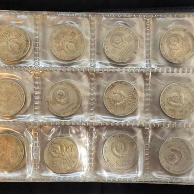 58 Soviet Russian CCCP Coins In Album