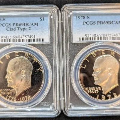 1976 & 1978 Graded Proof Eisenhower Dollars