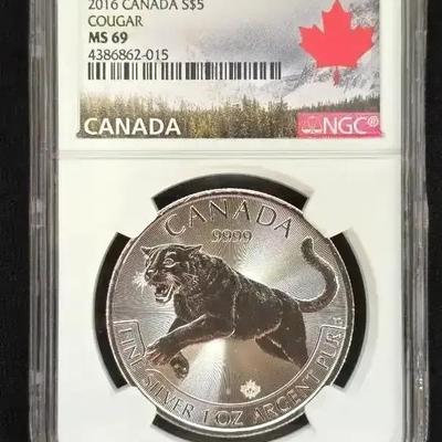 2016 Canada Cougar 1oz .999 Silver, NGC MS-69