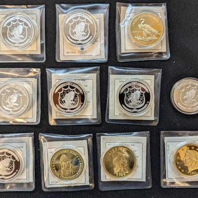 11 Coin Replicas & Medals with COA's