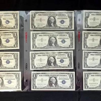 12 Uncirculated 1957 and 1935 Silver Certificates with Star Note