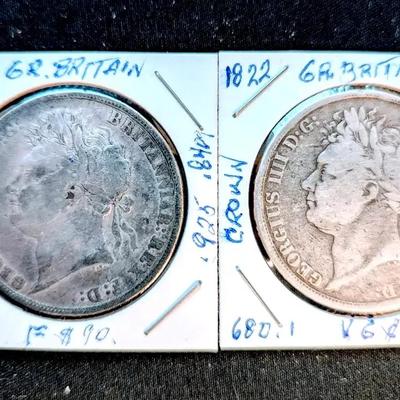 1821 and 1822 Great Britain Silver Coins