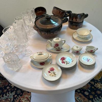 Waterford crystal bowls, soup bowls, miniature tea set