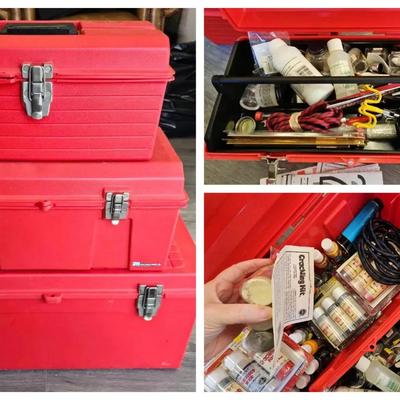 Etching, Airbrush & Stenciling Supplies in Plastic Tool Boxes