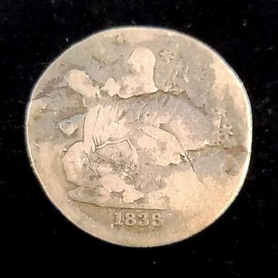 1838 Seated Liberty Silver Dime – First Year of Issue