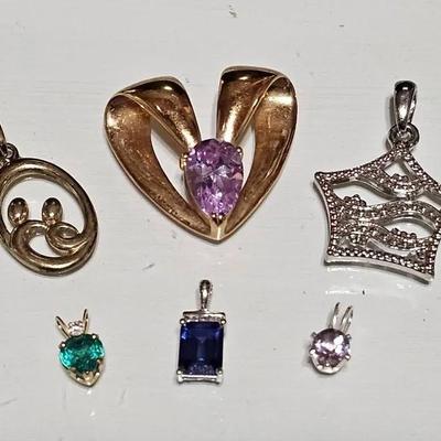 10K Gold, Sterling, & Gemstone Pendants