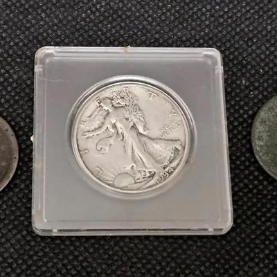 Walking Liberty Half Dollar & One Cent Coins
