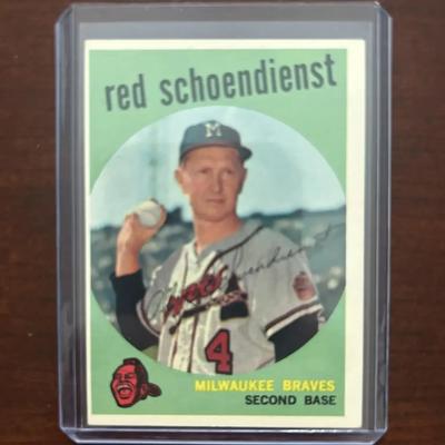 1959 Topps Baseball Card. Red Schoendienst - Milwaukee Braves. Card #480