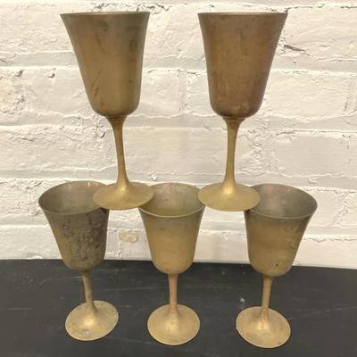 Vintage Brass Wine/Water Goblets