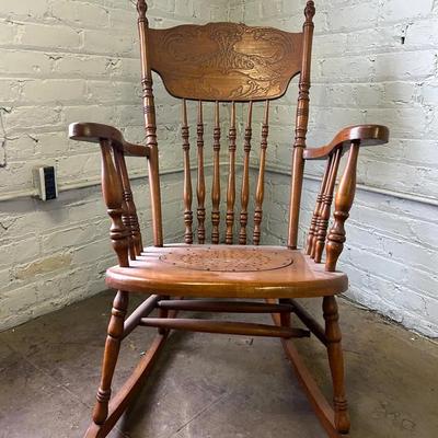 Late Victorian Pressed Back Ash Rocking Chair 