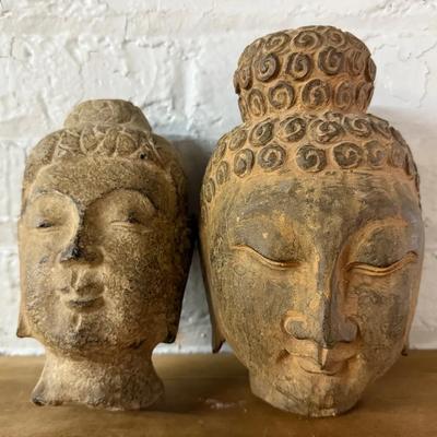 Pair (2) Decorative Stone Asian Heads/Busts, Reproductions