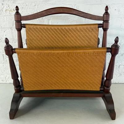 MCM Wood & Rattan Magazine Rack