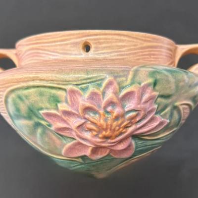 Roseville Pottery Hanging Planter Pot/Basket, Water Lily Pattern