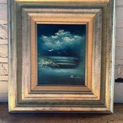Coastal Nocturne Oil Painting Signed Sandler 
