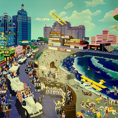 Melanie Taylor Kent Artist’s Proof Serigraph “Boardwalk Of Atlantic City”