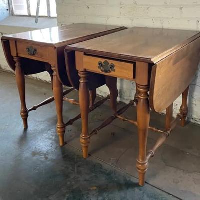 Ethan Allen Leugers Side Drop-Leaf End Tables (2)