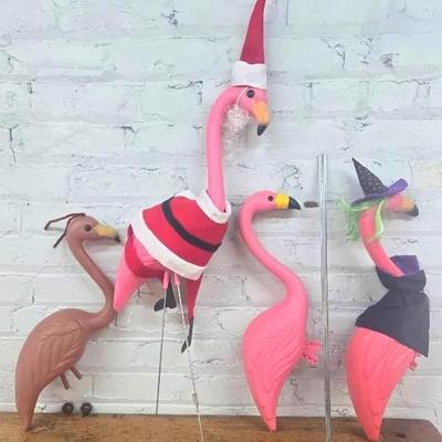 Outdoor Pink And Brown Flamingos For Yard Decor 