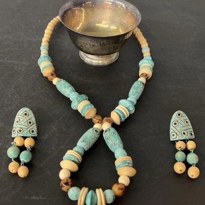 Handmade Native American Necklace And Matching Earrings
